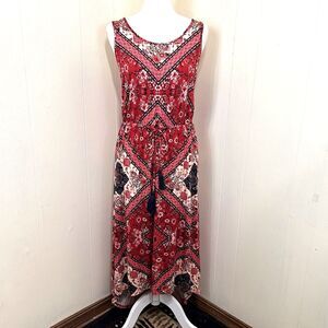 Artesia Women’s Red Maxi Dress Size Large Sleeveless Hi-Lo Dress